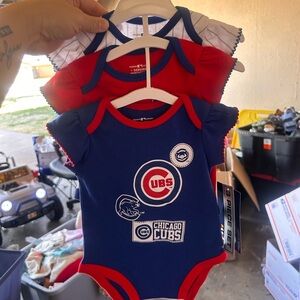 Chicago Cubs Infant Girls' One-Piece Bodysuit 3-Pack - Navy/Red/White